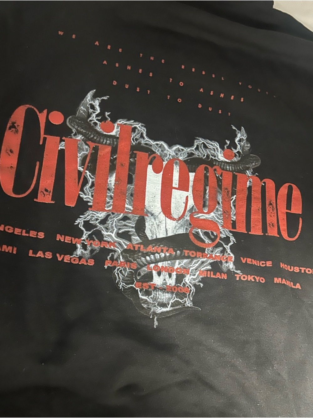 Civil Regime~Black Skull Lightning Graphic Crewneck Sweater